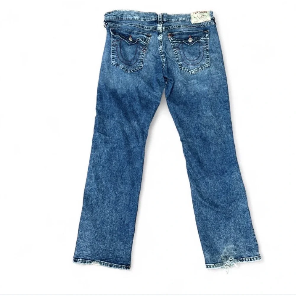 True Religion Jeans Men 40 Ricky Red Super T Straight Leg Distressed